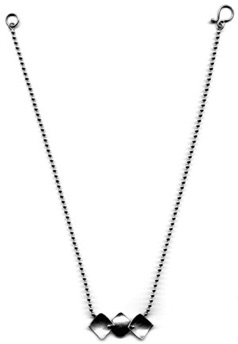 JESTER $150-sterling silver necklace with concave and convex squares and alternating surface treatments (16" ball chain)